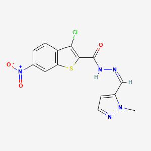 molecular formula C14H10ClN5O3S B4285956 3-chloro-N'-[(1-methyl-1H-pyrazol-5-yl)methylene]-6-nitro-1-benzothiophene-2-carbohydrazide 