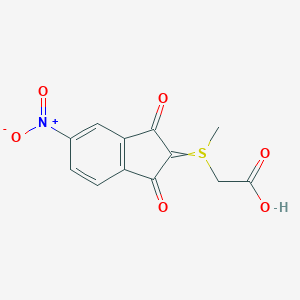 molecular formula C12H9NO6S B428598 2-[Methyl-(5-nitro-1,3-dioxoinden-2-ylidene)-lambda4-sulfanyl]acetic acid 