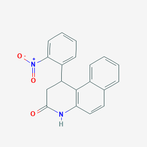 molecular formula C19H14N2O3 B428607 1-(2-nitrophenyl)-1,4-dihydrobenzo[f]quinolin-3(2H)-one CAS No. 64257-47-2