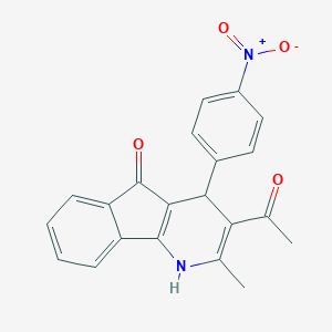 molecular formula C21H16N2O4 B428612 3-acetyl-4-{4-nitrophenyl}-2-methyl-1,4-dihydro-5H-indeno[1,2-b]pyridin-5-one 