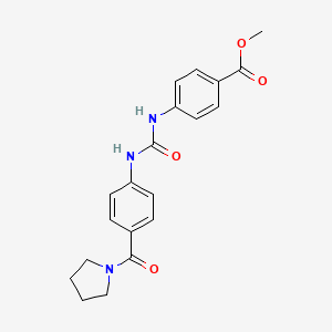 molecular formula C20H21N3O4 B4286393 methyl 4-[({[4-(1-pyrrolidinylcarbonyl)phenyl]amino}carbonyl)amino]benzoate 