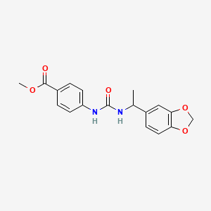 molecular formula C18H18N2O5 B4286407 methyl 4-[({[1-(1,3-benzodioxol-5-yl)ethyl]amino}carbonyl)amino]benzoate 