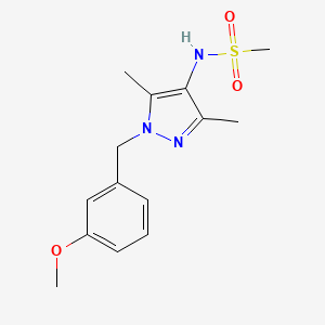 molecular formula C14H19N3O3S B4286415 N-[1-(3-methoxybenzyl)-3,5-dimethyl-1H-pyrazol-4-yl]methanesulfonamide 
