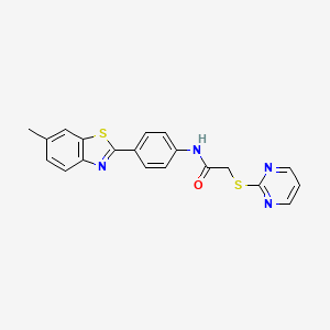 molecular formula C20H16N4OS2 B4286516 N-[4-(6-methyl-1,3-benzothiazol-2-yl)phenyl]-2-(2-pyrimidinylthio)acetamide 