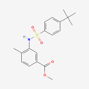 molecular formula C19H23NO4S B4286530 methyl 3-{[(4-tert-butylphenyl)sulfonyl]amino}-4-methylbenzoate 