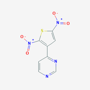 molecular formula C8H4N4O4S B428654 4-{2,5-Bisnitro-3-thienyl}pyrimidine 