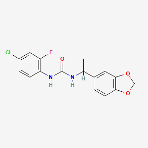 molecular formula C16H14ClFN2O3 B4286708 N-[1-(1,3-benzodioxol-5-yl)ethyl]-N'-(4-chloro-2-fluorophenyl)urea 