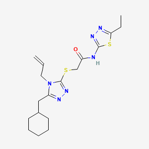 molecular formula C18H26N6OS2 B4286787 2-{[4-allyl-5-(cyclohexylmethyl)-4H-1,2,4-triazol-3-yl]thio}-N-(5-ethyl-1,3,4-thiadiazol-2-yl)acetamide 