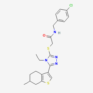 molecular formula C22H25ClN4OS2 B4286874 N-(4-chlorobenzyl)-2-{[4-ethyl-5-(6-methyl-4,5,6,7-tetrahydro-1-benzothien-3-yl)-4H-1,2,4-triazol-3-yl]thio}acetamide 