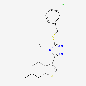 molecular formula C20H22ClN3S2 B4286908 3-[(3-chlorobenzyl)thio]-4-ethyl-5-(6-methyl-4,5,6,7-tetrahydro-1-benzothien-3-yl)-4H-1,2,4-triazole 