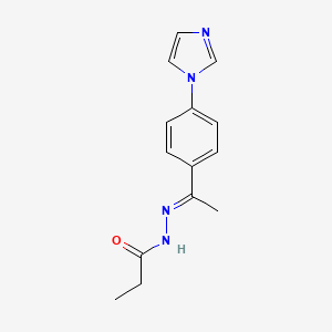 molecular formula C14H16N4O B4286920 N'-{1-[4-(1H-imidazol-1-yl)phenyl]ethylidene}propanohydrazide 