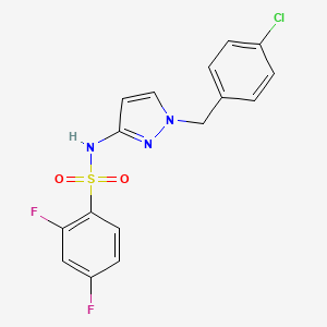 molecular formula C16H12ClF2N3O2S B4286932 N-[1-(4-chlorobenzyl)-1H-pyrazol-3-yl]-2,4-difluorobenzenesulfonamide 