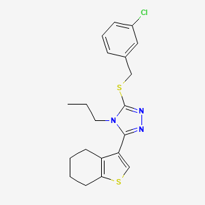 molecular formula C20H22ClN3S2 B4286954 3-[(3-chlorobenzyl)thio]-4-propyl-5-(4,5,6,7-tetrahydro-1-benzothien-3-yl)-4H-1,2,4-triazole 