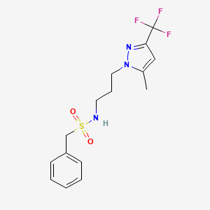 molecular formula C15H18F3N3O2S B4286960 N-{3-[5-methyl-3-(trifluoromethyl)-1H-pyrazol-1-yl]propyl}-1-phenylmethanesulfonamide 