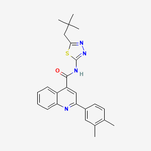 molecular formula C25H26N4OS B4286972 2-(3,4-dimethylphenyl)-N-[5-(2,2-dimethylpropyl)-1,3,4-thiadiazol-2-yl]-4-quinolinecarboxamide 