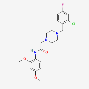 molecular formula C21H25ClFN3O3 B4287062 2-[4-(2-chloro-4-fluorobenzyl)-1-piperazinyl]-N-(2,4-dimethoxyphenyl)acetamide 