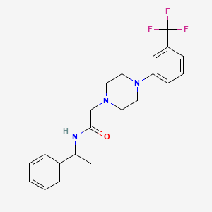 molecular formula C21H24F3N3O B4287076 N-(1-phenylethyl)-2-{4-[3-(trifluoromethyl)phenyl]-1-piperazinyl}acetamide 