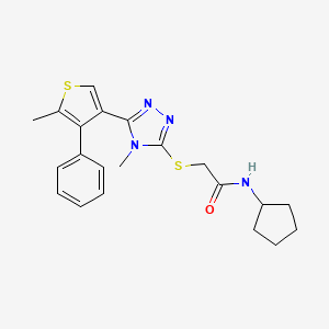 molecular formula C21H24N4OS2 B4287242 N-cyclopentyl-2-{[4-methyl-5-(5-methyl-4-phenyl-3-thienyl)-4H-1,2,4-triazol-3-yl]thio}acetamide 
