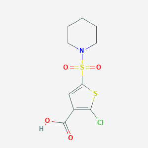 molecular formula C10H12ClNO4S2 B428730 2-Chloro-5-(1-piperidinylsulfonyl)-3-thiophenecarboxylic acid 