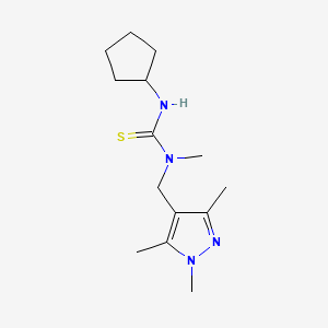 molecular formula C14H24N4S B4287303 N'-cyclopentyl-N-methyl-N-[(1,3,5-trimethyl-1H-pyrazol-4-yl)methyl]thiourea 