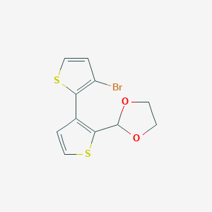 molecular formula C11H9BrO2S2 B428752 3'-Bromo-2-(1,3-dioxolan-2-yl)-2',3-bithiophene 