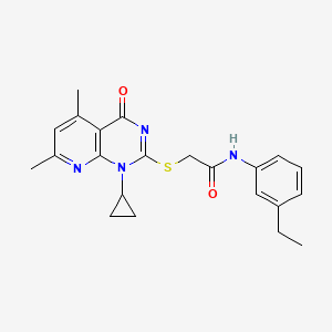 molecular formula C22H24N4O2S B4287530 2-[(1-cyclopropyl-5,7-dimethyl-4-oxo-1,4-dihydropyrido[2,3-d]pyrimidin-2-yl)thio]-N-(3-ethylphenyl)acetamide 