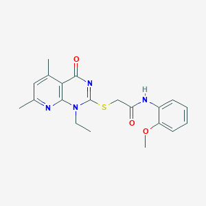 molecular formula C20H22N4O3S B4287544 2-[(1-ethyl-5,7-dimethyl-4-oxo-1,4-dihydropyrido[2,3-d]pyrimidin-2-yl)thio]-N-(2-methoxyphenyl)acetamide 