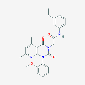 molecular formula C26H26N4O4 B4287589 N-(3-ethylphenyl)-2-[1-(2-methoxyphenyl)-5,7-dimethyl-2,4-dioxo-1,4-dihydropyrido[2,3-d]pyrimidin-3(2H)-yl]acetamide 