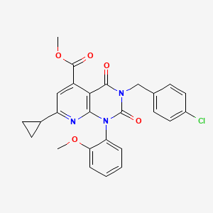 molecular formula C26H22ClN3O5 B4287614 methyl 3-(4-chlorobenzyl)-7-cyclopropyl-1-(2-methoxyphenyl)-2,4-dioxo-1,2,3,4-tetrahydropyrido[2,3-d]pyrimidine-5-carboxylate 