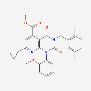 molecular formula C28H27N3O5 B4287620 methyl 7-cyclopropyl-3-(2,5-dimethylbenzyl)-1-(2-methoxyphenyl)-2,4-dioxo-1,2,3,4-tetrahydropyrido[2,3-d]pyrimidine-5-carboxylate 