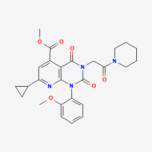 molecular formula C26H28N4O6 B4287625 methyl 7-cyclopropyl-1-(2-methoxyphenyl)-2,4-dioxo-3-[2-oxo-2-(1-piperidinyl)ethyl]-1,2,3,4-tetrahydropyrido[2,3-d]pyrimidine-5-carboxylate 