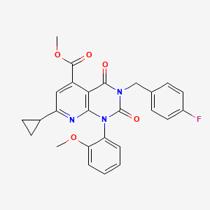 molecular formula C26H22FN3O5 B4287632 methyl 7-cyclopropyl-3-(4-fluorobenzyl)-1-(2-methoxyphenyl)-2,4-dioxo-1,2,3,4-tetrahydropyrido[2,3-d]pyrimidine-5-carboxylate 