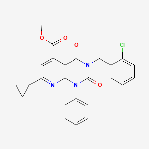 molecular formula C25H20ClN3O4 B4287661 methyl 3-(2-chlorobenzyl)-7-cyclopropyl-2,4-dioxo-1-phenyl-1,2,3,4-tetrahydropyrido[2,3-d]pyrimidine-5-carboxylate 