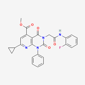 molecular formula C26H21FN4O5 B4287684 methyl 7-cyclopropyl-3-{2-[(2-fluorophenyl)amino]-2-oxoethyl}-2,4-dioxo-1-phenyl-1,2,3,4-tetrahydropyrido[2,3-d]pyrimidine-5-carboxylate 
