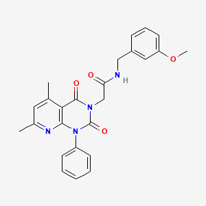 molecular formula C25H24N4O4 B4287688 2-(5,7-dimethyl-2,4-dioxo-1-phenyl-1,4-dihydropyrido[2,3-d]pyrimidin-3(2H)-yl)-N-(3-methoxybenzyl)acetamide 
