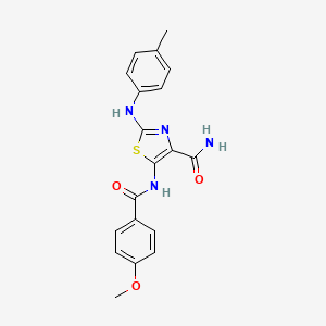 molecular formula C19H18N4O3S B4287696 5-[(4-methoxybenzoyl)amino]-2-[(4-methylphenyl)amino]-1,3-thiazole-4-carboxamide 