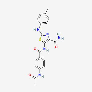 molecular formula C20H19N5O3S B4287704 5-{[4-(acetylamino)benzoyl]amino}-2-[(4-methylphenyl)amino]-1,3-thiazole-4-carboxamide 