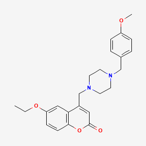 molecular formula C24H28N2O4 B4287709 6-ethoxy-4-{[4-(4-methoxybenzyl)-1-piperazinyl]methyl}-2H-chromen-2-one 