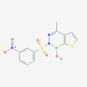 molecular formula C12H10BN3O5S2 B428772 2-({3-nitrophenyl}sulfonyl)-4-methylthieno[2,3-d][1,2,3]diazaborinin-1(2H)-ol 