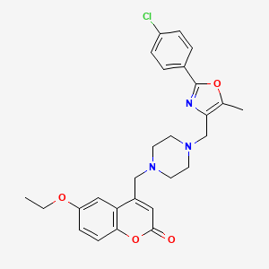 molecular formula C27H28ClN3O4 B4287729 4-[(4-{[2-(4-chlorophenyl)-5-methyl-1,3-oxazol-4-yl]methyl}-1-piperazinyl)methyl]-6-ethoxy-2H-chromen-2-one 