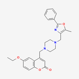 6-ethoxy-4-({4-[(5-methyl-2-phenyl-1,3-oxazol-4-yl)methyl]-1-piperazinyl}methyl)-2H-chromen-2-one