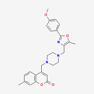 molecular formula C27H29N3O4 B4287762 4-[(4-{[2-(4-methoxyphenyl)-5-methyl-1,3-oxazol-4-yl]methyl}-1-piperazinyl)methyl]-7-methyl-2H-chromen-2-one 