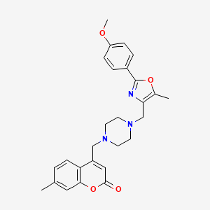 4-[(4-{[2-(4-methoxyphenyl)-5-methyl-1,3-oxazol-4-yl]methyl}-1-piperazinyl)methyl]-7-methyl-2H-chromen-2-one