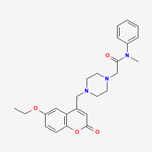 molecular formula C25H29N3O4 B4287770 2-{4-[(6-ethoxy-2-oxo-2H-chromen-4-yl)methyl]-1-piperazinyl}-N-methyl-N-phenylacetamide 