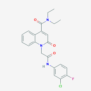 molecular formula C22H21ClFN3O3 B4287773 1-{2-[(3-chloro-4-fluorophenyl)amino]-2-oxoethyl}-N,N-diethyl-2-oxo-1,2-dihydro-4-quinolinecarboxamide 