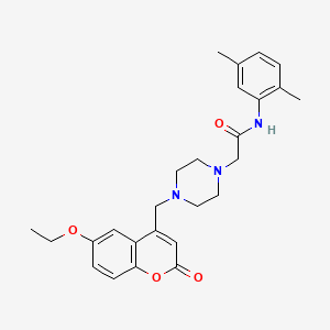 molecular formula C26H31N3O4 B4287774 N-(2,5-dimethylphenyl)-2-{4-[(6-ethoxy-2-oxo-2H-chromen-4-yl)methyl]-1-piperazinyl}acetamide 