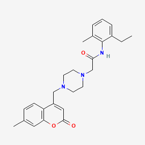 N-(2-ethyl-6-methylphenyl)-2-{4-[(7-methyl-2-oxo-2H-chromen-4-yl)methyl]-1-piperazinyl}acetamide