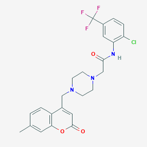 molecular formula C24H23ClF3N3O3 B4287801 N-[2-chloro-5-(trifluoromethyl)phenyl]-2-{4-[(7-methyl-2-oxo-2H-chromen-4-yl)methyl]-1-piperazinyl}acetamide 