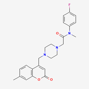 molecular formula C24H26FN3O3 B4287815 N-(4-fluorophenyl)-N-methyl-2-{4-[(7-methyl-2-oxo-2H-chromen-4-yl)methyl]-1-piperazinyl}acetamide 