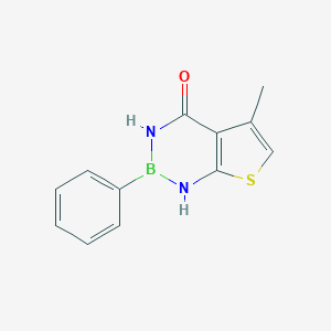 molecular formula C12H11BN2OS B428782 5-methyl-2-phenyl-2,3-dihydrothieno[2,3-d][1,3,2]diazaborinin-4(1H)-one 